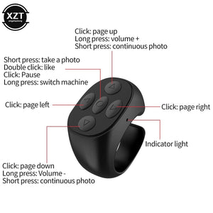 Planet Gates Wireless Bluetooth Fingertip Selfie Controller Tiktok Short Video Page Flipping Browsing Device Mobile Phone Remote Control Ring