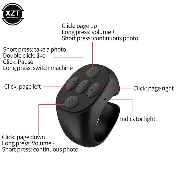 Planet Gates Wireless Bluetooth Fingertip Selfie Controller Tiktok Short Video Page Flipping Browsing Device Mobile Phone Remote Control Ring