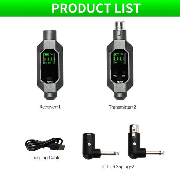 Planet Gates Wireless Microphone Converter XLR Transmitter and Receiver Microphone Wireless System for Dynamic Microphone for wired Mic