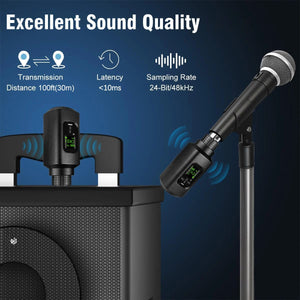 Planet Gates Wireless Microphone Converter XLR Transmitter and Receiver Microphone Wireless System for Dynamic Microphone for wired Mic
