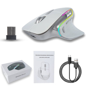 Planet Gates Wireless Mouse Bluetooth+2.4G Tri-mode Mouse Mute Mice Ergonomic Gaming Mouse USB-C Rechargeable 5 DPI For Laptop PC Notebook