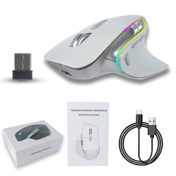 Planet Gates Wireless Mouse Bluetooth+2.4G Tri-mode Mouse Mute Mice Ergonomic Gaming Mouse USB-C Rechargeable 5 DPI For Laptop PC Notebook