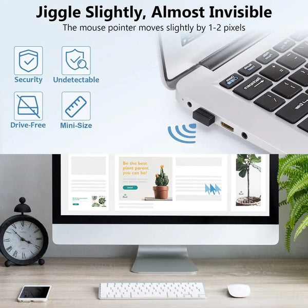 Planet Gates Wireless Mouse Jigglers Mover Undetectable Automatic USB Port Shaker Wiggler for Laptop Keeps Computer Awake Mouse Movement