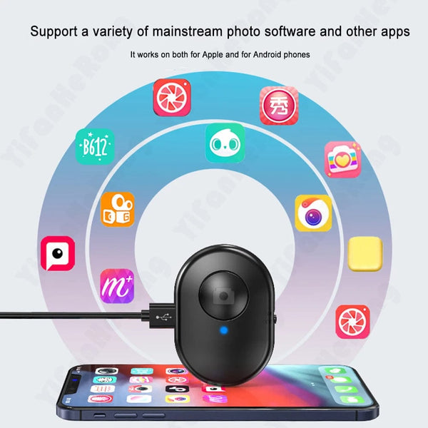 Planet Gates Wireless Remote Control Button Rechargeable Bluetooth-Compatible Self-timer Selfie Stick Shutter Release For IOS Android
