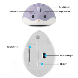 Planet Gates Wireless Version Cute 2.4G Wireless Bluetooth Mouse Mini Optical Silent Gaming Mice 3D Cartoon Hamster Mouse For PC Laptop Tablet Computer Office