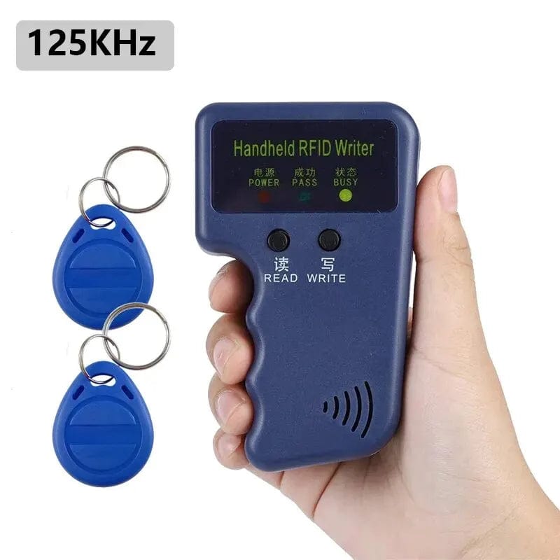 Planet Gates With 2 Keys Repetitive Handheld 125KHz EM4100 5200 RFID ID Card Writer Copier Duplicator Programmer + 2pcs T5577 Rewritable Keyfobs Tags