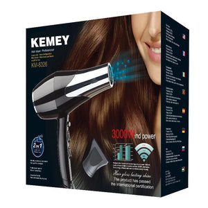 Planet Gates with box Kemei 3000 Watt Full Size Pro Hair Dryer Professional Salon Blow Dryer with Concentrator Nozzle Attachments 3 Speeds fast Dry