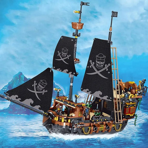 Planet Gates With Box Pirate Ship Building Blocks Sailing Storm Ship MOC Model Bricks Kits Creative Desktop Decoration Children's Educational DIY Toys