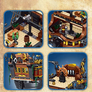 Planet Gates With Box Pirate Ship Building Blocks Sailing Storm Ship MOC Model Bricks Kits Creative Desktop Decoration Children's Educational DIY Toys