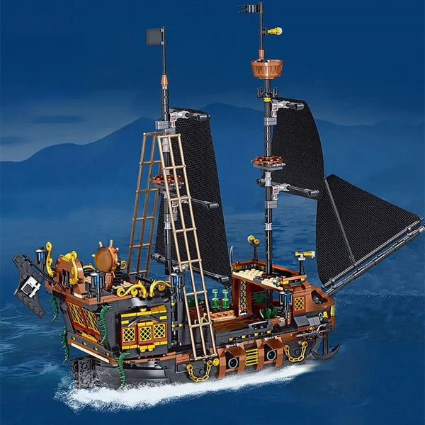 Planet Gates With Box Pirate Ship Building Blocks Sailing Storm Ship MOC Model Bricks Kits Creative Desktop Decoration Children's Educational DIY Toys