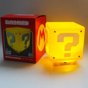Planet Gates With Box Super Mario LED Question Mark Night Light with Music Anime PeripheralsToad Children Bedroom Bedside Lamp USB Charging Gifts