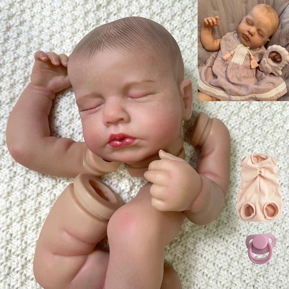 Planet Gates With Cloth Body 20 Inch Reborn LouLou 3D Skin Painted Kit With Rooted Eyelashes and Cloth Body Unassembled Reborn Baby Doll Parts DIY Molds