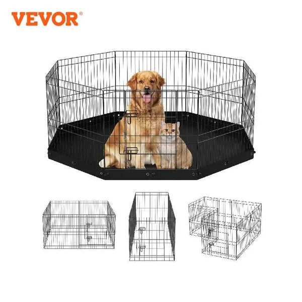 Planet Gates with Cover and Pad / 24inch / United States VEVOR Dog Playpen 8 Panels Foldable Metal Dog Exercise Pen Pet Fence with Bottom Pad Cover for Puppy Outdoor Camping Yard Kennel