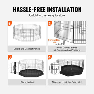 Planet Gates with Cover and Pad / 24inch / United States VEVOR Dog Playpen 8 Panels Foldable Metal Dog Exercise Pen Pet Fence with Bottom Pad Cover for Puppy Outdoor Camping Yard Kennel