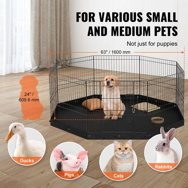 Planet Gates with Cover and Pad / 24inch / United States VEVOR Dog Playpen 8 Panels Foldable Metal Dog Exercise Pen Pet Fence with Bottom Pad Cover for Puppy Outdoor Camping Yard Kennel