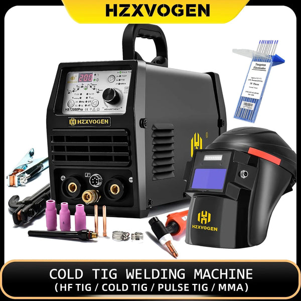 Planet Gates With HV009 Helmet / canada HZXVOGEN Cold TIG Welding Machine HBT2000PII 145A Pulse 1-900ms Adjustment TIG HF TIG Spot TIG ARC Stick Welder soldadora tig