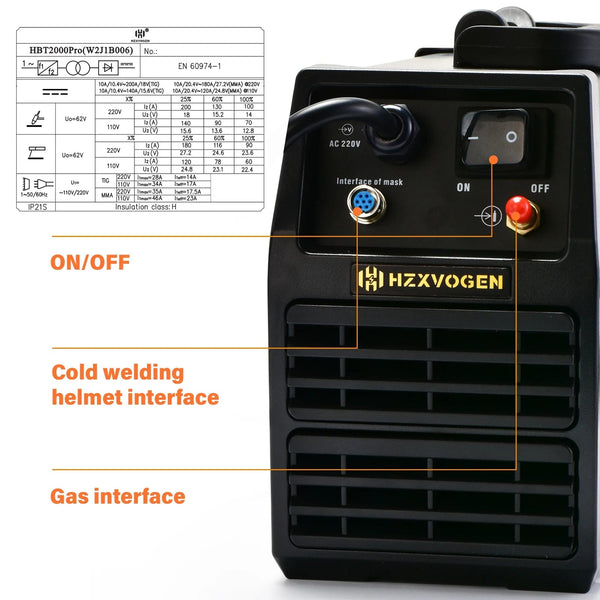 Planet Gates With HV009 Helmet / canada HZXVOGEN Cold TIG Welding Machine HBT2000PII 145A Pulse 1-900ms Adjustment TIG HF TIG Spot TIG ARC Stick Welder soldadora tig