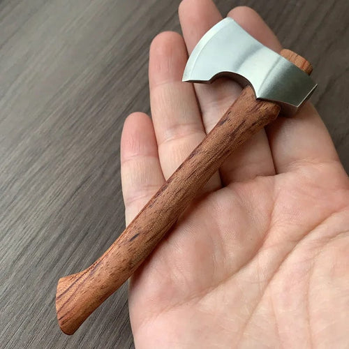 Planet Gates With knife holder Stainless Steel Mini Mountain Axe Wood Handle Outdoor Camping Utility Pocket EDC Fixed Blade Knife Hand Tools For Survival
