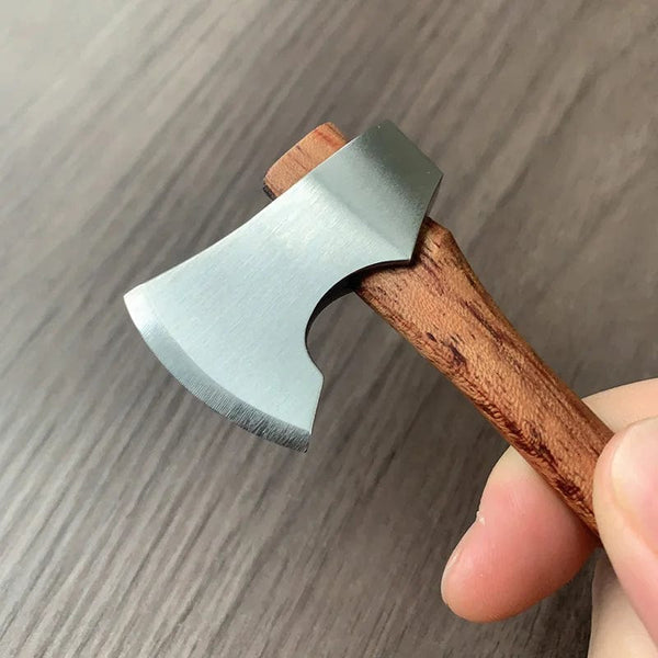 Planet Gates With knife holder Stainless Steel Mini Mountain Axe Wood Handle Outdoor Camping Utility Pocket EDC Fixed Blade Knife Hand Tools For Survival