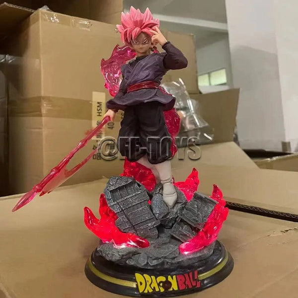 Planet Gates With lights no box 28CM Dragon Ball Z Zamasu Figure Black Goku PVC Action Figures GK Statue with Light Base Collection Model Toys for Children Gift