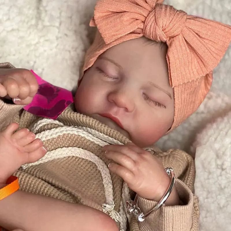 Planet Gates With random hairband / Vinyl Girl Body 17inch Levi Reborn Baby Doll Already Painted Finished Sleeping Newborn Baby Size 3D Skin Visible Veins Collectible Art Doll