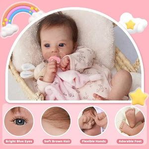 Planet Gates With Random Pacifier / Cloth Body Doll 17-18Inch Finished Reborn Dolls Felicia Silicone Vinyl Or Cloth Doll Lifelike Adorable Newborn Girl Best Christmas Gift for Kids