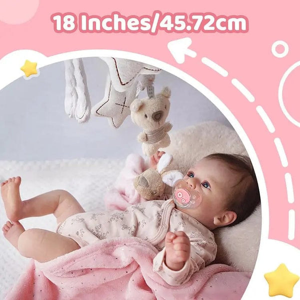 Planet Gates With Random Pacifier / Cloth Body Doll 17-18Inch Finished Reborn Dolls Felicia Silicone Vinyl Or Cloth Doll Lifelike Adorable Newborn Girl Best Christmas Gift for Kids