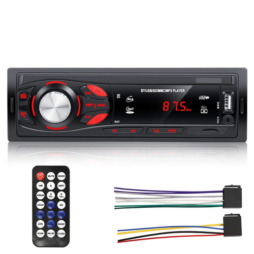 Planet Gates With Remote Controls HIVOZ Car Radio Audio 1 Din Bluetooth Stereo Hands-Free Calling MP3 Player FM Receiver With AUX/USB/TF Card In Dash Kit