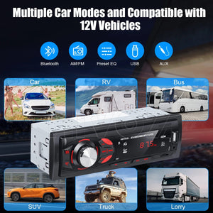 Planet Gates With Remote Controls HIVOZ Car Radio Audio 1 Din Bluetooth Stereo Hands-Free Calling MP3 Player FM Receiver With AUX/USB/TF Card In Dash Kit