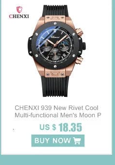 Planet Gates with Rose Shell Chenxi 976 Leather Chronograph Date Men's Phase Of The Moon Timing Business Luminous Quartz Watch Relojes para hombres