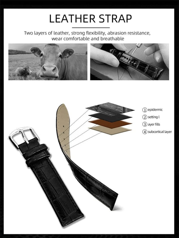 Planet Gates with Rose Shell Chenxi 976 Leather Chronograph Date Men's Phase Of The Moon Timing Business Luminous Quartz Watch Relojes para hombres