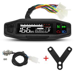 Planet Gates with Y bracket Universal Motorcycle Meter Speedometer LED Digital Dashboard 12000RPM Gauge Tachometer Panel Motor Odometer Display Y Bracket