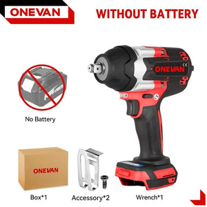 Planet Gates Without Battery / france ONEVAN 1800N.M Torque Brushless Electric Impact Wrench 1/2 Inch Lithium-Ion Battery Cordless Power Tool For Makita 18V Battery