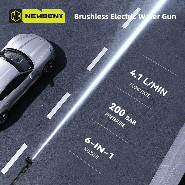 Planet Gates Without Battery NEWBENY 200Bar Brushless High Pressure Car Washer Gun 6 IN 1 Electric Garden Washing Water Wash Spray Gun for Makita 18V Battery