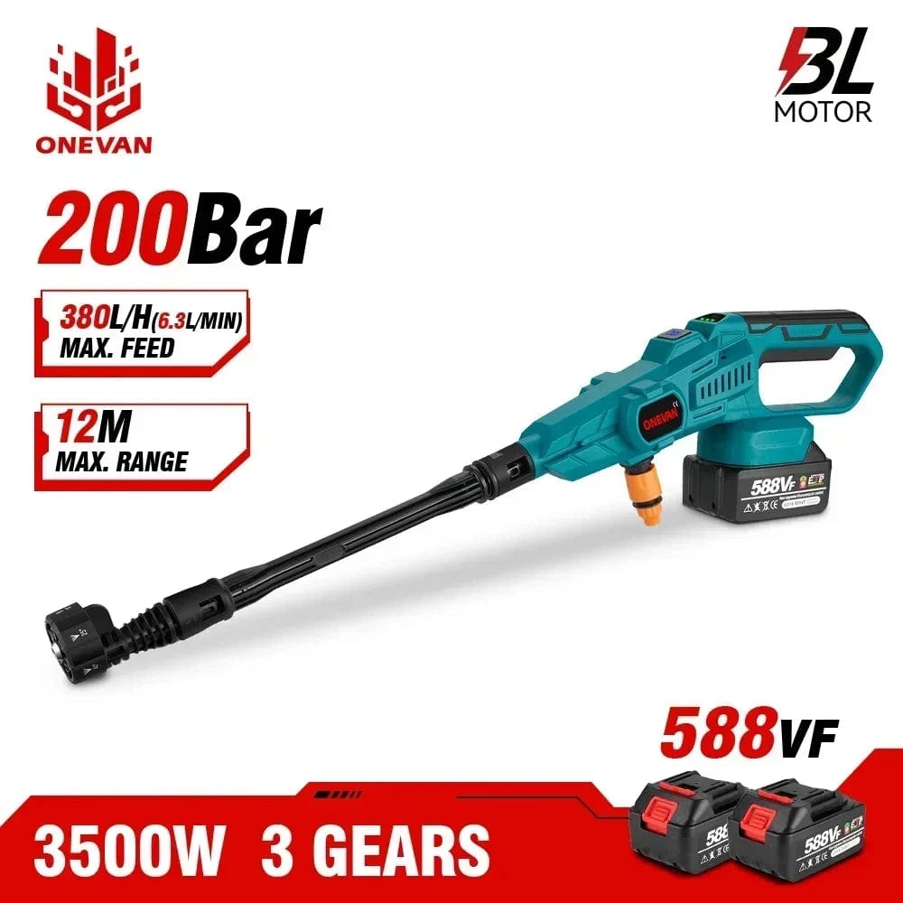Planet Gates Without Battery ONEVAN 3500W 200Bar Brushless Electric High Pressure Washer Car Wash Water Gun Garden Irrigation Tool for Makita 18V Battery