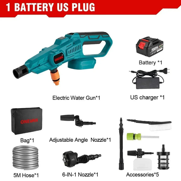 Planet Gates Without Battery ONEVAN 3500W 200Bar Brushless Electric High Pressure Washer Car Wash Water Gun Garden Irrigation Tool for Makita 18V Battery