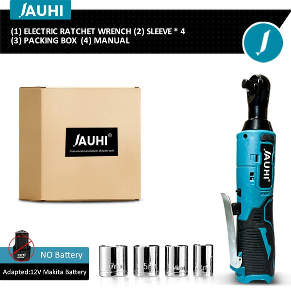 Planet Gates Without Battery / Russian Federation JAUHI 12V Cordless Electric Wrench 3/8'' Right Angle Ratchet Wrench Angle Drill Screwdriver Removal Screw Nut Car Repair Tool