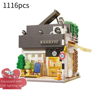 Planet Gates Without original box 1 Cada LED City Japanese Street View Bricks Shop LED Japanese Steamed Bun House Architecture Building Blocks Summer Cafe Toys