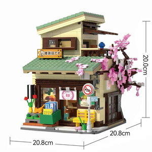 Planet Gates Without original box 2 Cada LED City Japanese Street View Bricks Shop LED Japanese Steamed Bun House Architecture Building Blocks Summer Cafe Toys