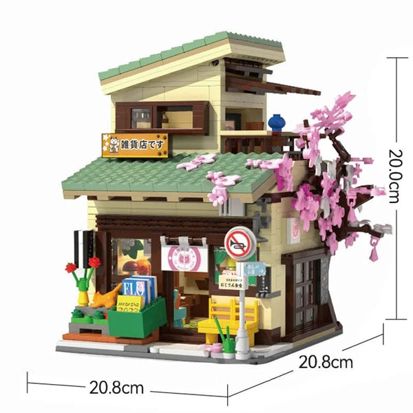 Planet Gates Without original box 2 Cada LED City Japanese Street View Bricks Shop LED Japanese Steamed Bun House Architecture Building Blocks Summer Cafe Toys
