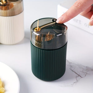 Planet Gates Without Toothpicks / Dark Green 1pc, Toothpick Box, Light Luxury Creative Storage Toothpick Box, Creative Design Swab Jar, Automatic Release Press-type Plastic Toothpick Box, Dental Floss Box, Home Accessories