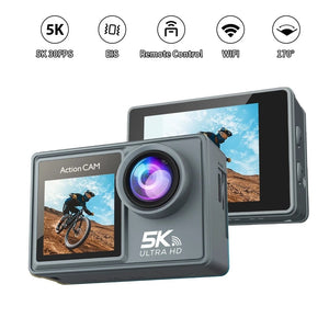 Planet Gates Without Touch Screen 1 / With 128GB Card 5K Action Camera 4K60FPS Dual IPS Touch LCD WiFi 170° 30M Waterproof 5X Zoom Anti-shake Sports Camera With Remote Control