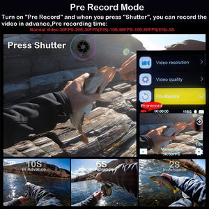Planet Gates Without Touch Screen 1 / With 128GB Card 5K Action Camera 4K60FPS Dual IPS Touch LCD WiFi 170° 30M Waterproof 5X Zoom Anti-shake Sports Camera With Remote Control