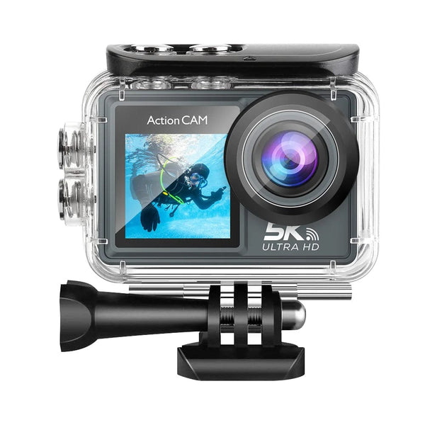 Planet Gates Without Touch Screen 1 / With 128GB Card 5K Action Camera 4K60FPS Dual IPS Touch LCD WiFi 170° 30M Waterproof 5X Zoom Anti-shake Sports Camera With Remote Control