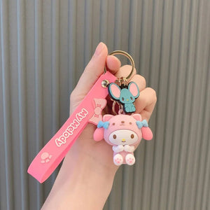 Planet Gates WJ046C5 Sanrio Hello Kitty My Melody Kuromi Cinnamoroll Kawaii Fashion Keychain Boy Girl Bag Pendant Cute Doll Child Toys Birthday Gifts