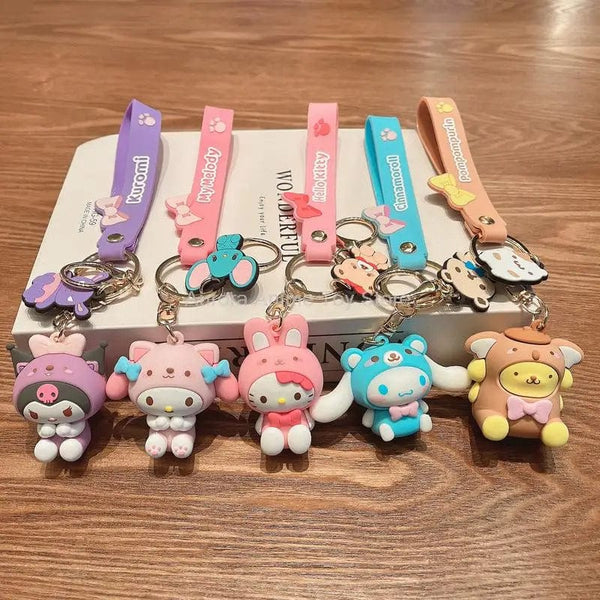 Planet Gates WJ046C5 Sanrio Hello Kitty My Melody Kuromi Cinnamoroll Kawaii Fashion Keychain Boy Girl Bag Pendant Cute Doll Child Toys Birthday Gifts
