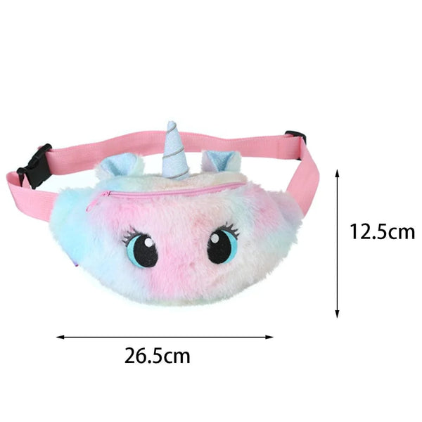 Planet Gates WJ27-1 Children's Fanny Pack Cute Unicorn  Plush Toys Belt Gradient Color Chest Bag Cartoon Coin Purse Travel Chest Bag Girls Waist Bag