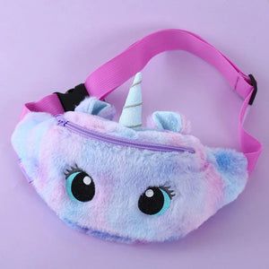 Planet Gates WJ27-2 Children's Fanny Pack Cute Unicorn  Plush Toys Belt Gradient Color Chest Bag Cartoon Coin Purse Travel Chest Bag Girls Waist Bag
