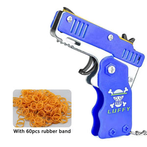 Planet Gates WJ75-3 1pc Mini Toy Metal Gun with Rubber Band Fun Folding Pistol Key Charm Pendant Kids Birthday Gifts Toys Boy Girl Game Party Favors