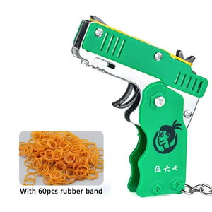 Planet Gates WJ75-4 1pc Mini Toy Metal Gun with Rubber Band Fun Folding Pistol Key Charm Pendant Kids Birthday Gifts Toys Boy Girl Game Party Favors